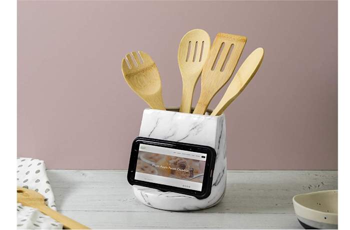 Ceramic Marble Utensil Holder and Tablet Stand